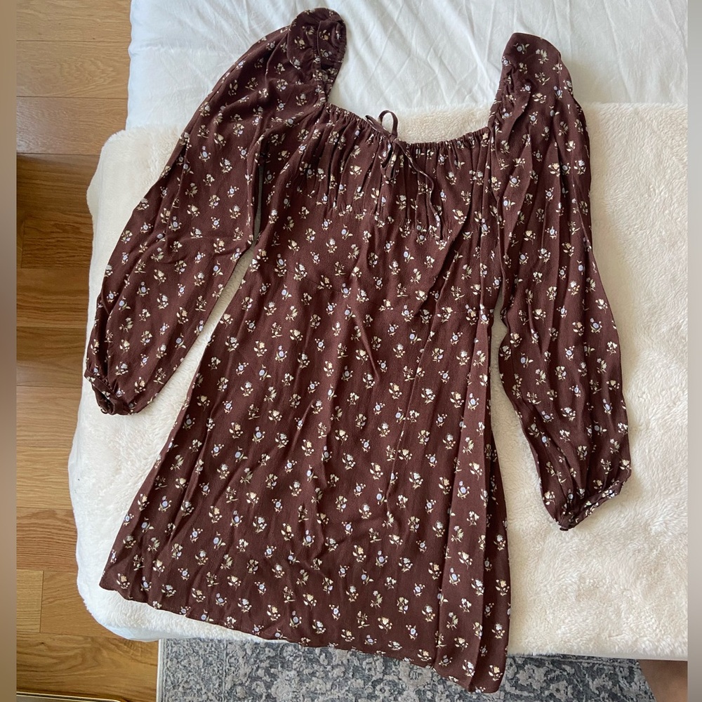 Sunday Best Aritzia Delilah Dress – brown floral print
